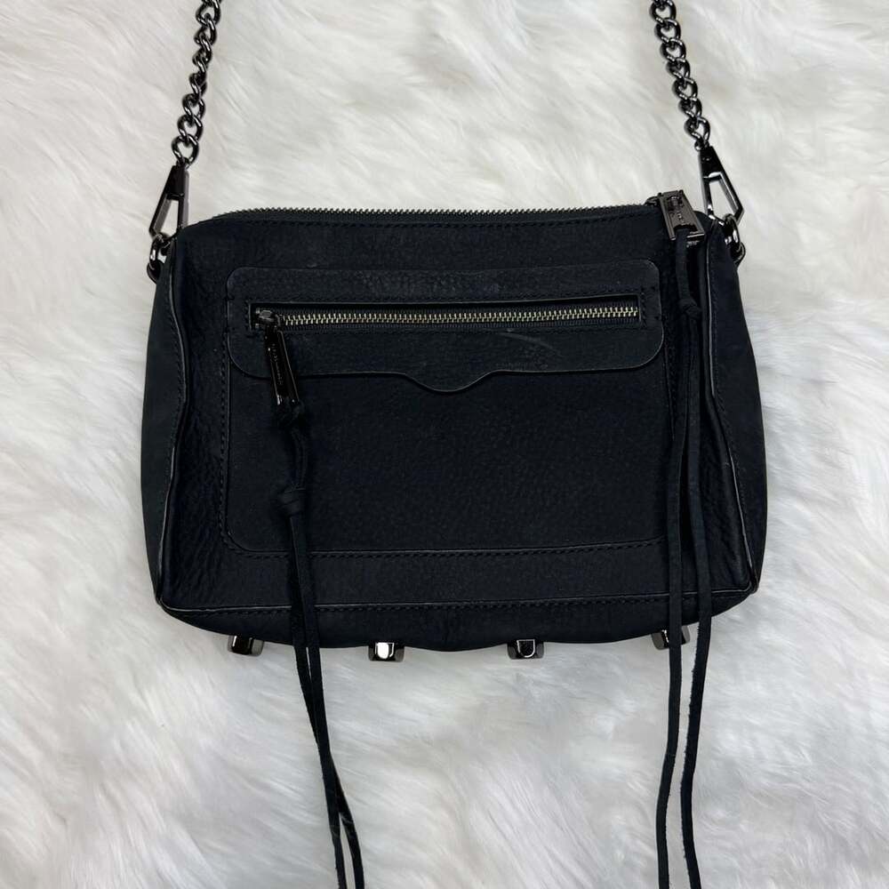 Rebecca Minkoff 'Avery' Crossbody Bag w/ Chain-Link/Leather Strap in Gray Suede